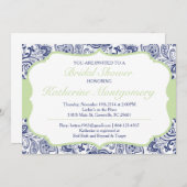 Chic Paisley Bridal Shower Invitation Navy Mint Kaart (Voorkant / Achterkant)