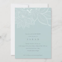 Chic  Paisley Dusky Blue Baby shower Invite