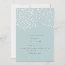 Chic  Paisley Dusky Blue Baby shower Invite Bedankkaart