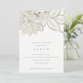 Chic  Paisley Ivory Gold Baby shower Invite Bedankkaart (Staand voorkant)