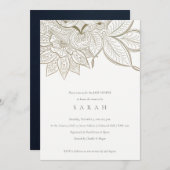 Chic  Paisley Ivory Gold Baby shower Invite Bedankkaart (Voorkant / Achterkant)