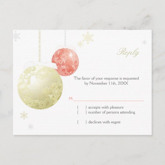 Chic Paisley kerstbruiloft RSVP Uitnodiging Briefkaart (Voorkant)