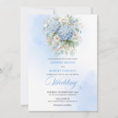 Chic Pale Blue Hydrangea Floral Wedding Invitation Kaart (Voorkant)