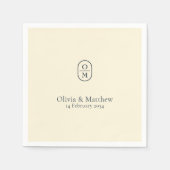 Chic Pale Yellow Modern Wedding Monogram Wedding Servet (Voorkant)