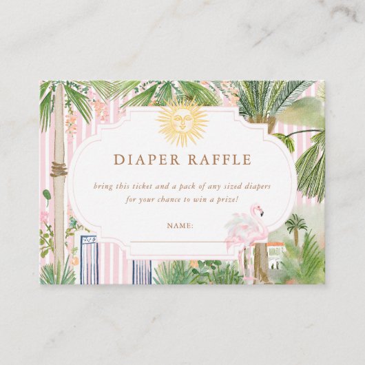 Chic Palm Springs Baby shower Luier Raffle Kaart (Voorkant)