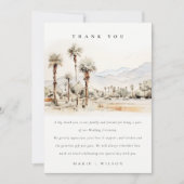 Chic Palm Springs California Landschap Huwelijk Bedankkaart (Voorkant)