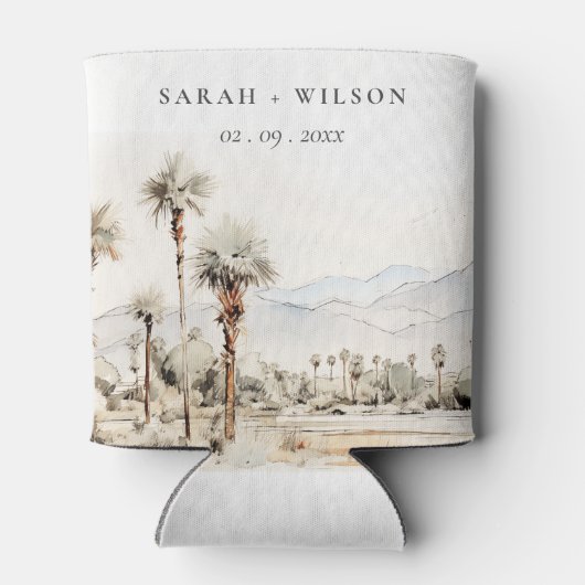 Chic Palm Springs California Landschap Huwelijk Blikjeskoeler (Achterkant)