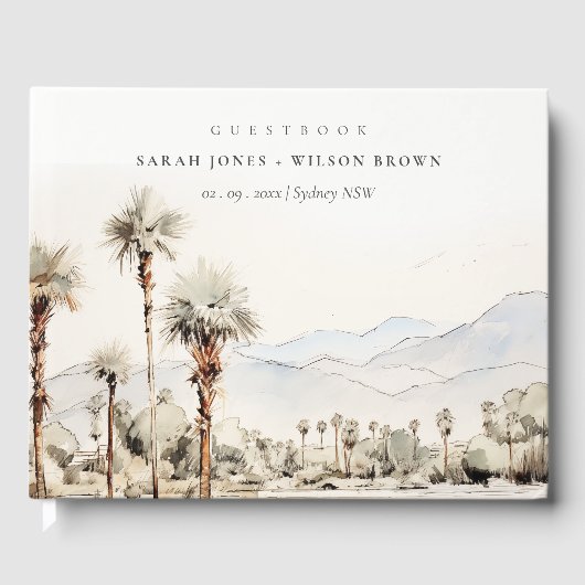 Chic Palm Springs California Landschap Huwelijk Gastenboek (Voorkant)