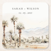 Chic Palm Springs California Landschap Huwelijk Kartonnen Onderzetters (Voorkant)