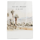 Chic Palm Springs California Landschap Huwelijk Medium Cadeauzakje (Achterkant)