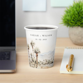 Chic Palm Springs California Landschap Huwelijk Papieren Bekers