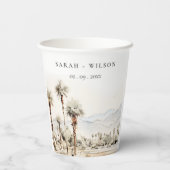 Chic Palm Springs California Landschap Huwelijk Papieren Bekers (Achterkant)