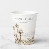 Chic Palm Springs California Landschap Huwelijk Papieren Bekers (Voorkant)