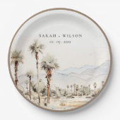 Chic Palm Springs California Landschap Huwelijk Papieren Bordje (Voorkant)