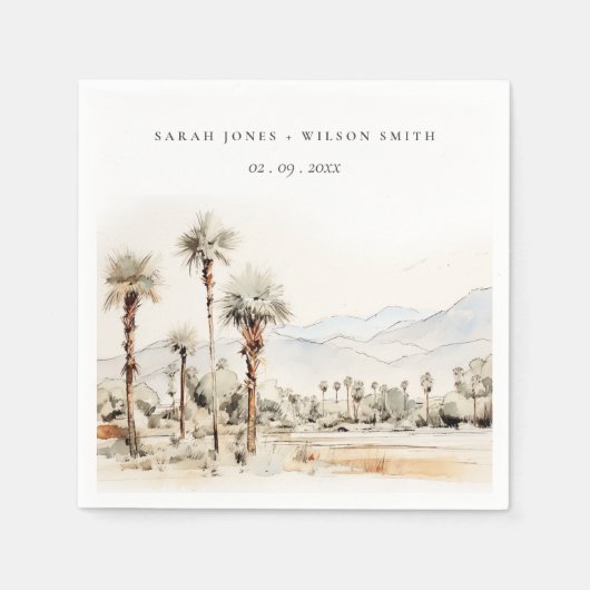 Chic Palm Springs California Landschap Huwelijk Servet (Voorkant)