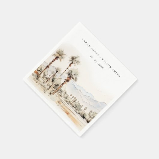 Chic Palm Springs California Landschap Huwelijk Servet (Hoek)