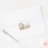 Chic Palm Springs California Landschap Huwelijk Vierkante Sticker (Envelop)
