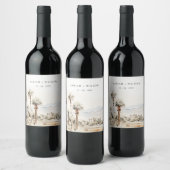 Chic Palm Springs California Landschap Huwelijk Wijn Etiket (Flessen)