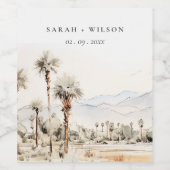 Chic Palm Springs California Landschap Huwelijk Wijn Etiket (Enkel label)