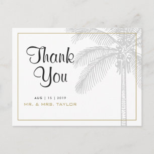 Chic Palm Tree & Gold Wedding Hartelijk dank Brief Briefkaart
