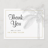 Chic Palm Tree & Gold Wedding Hartelijk dank Brief Briefkaart (Voorkant)