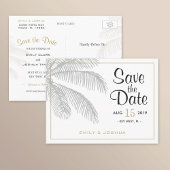 Chic Palm Tree & Gold Wedding Save the Date Custom Aankondigingskaart