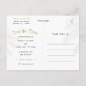 Chic Palm Tree & Gold Wedding Save the Date Custom Aankondigingskaart (Achterkant)