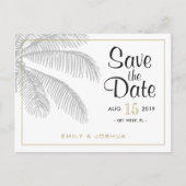 Chic Palm Tree & Gold Wedding Save the Date Custom Aankondigingskaart (Voorkant)