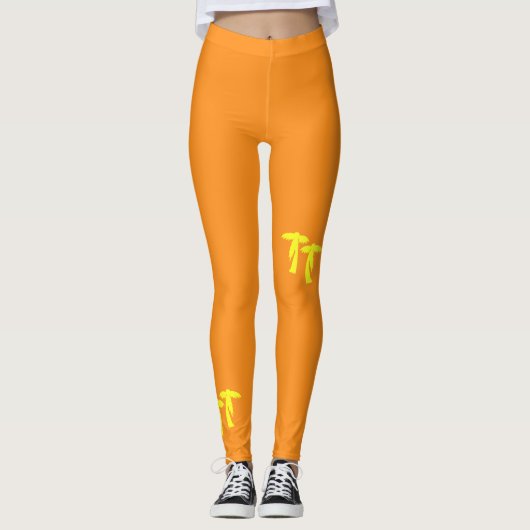 Chic Palm Trees - Oranje en geel Leggings (Voorkant)