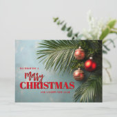 Chic Palms and Ornaments Business Logo Christmas Feestdagenkaart (Staand voorkant)