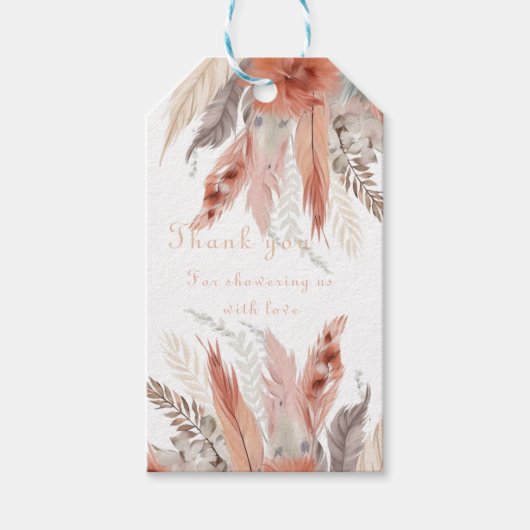 Chic Pampas grass Baby shower Cadeaulabel (Voorkant)