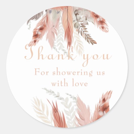 Chic Pampas grass Baby shower Ronde Sticker (Voorkant)