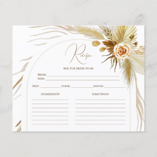 Chic Pampas Grass Boho vrijgezellenfeest receptkaa (Voorkant)