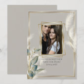 Chic Pampas Grass Foto slaat Datum op Kaart (Voorkant / Achterkant)