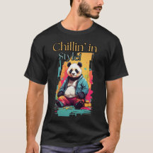 Chic Panda Charm | Kleurrijke Zittende Panda Art