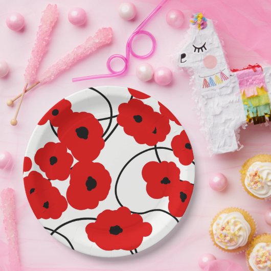 CHIC PAPER BORD_MODERN REDPOPPIES PAPIEREN BORDJE (Feest)