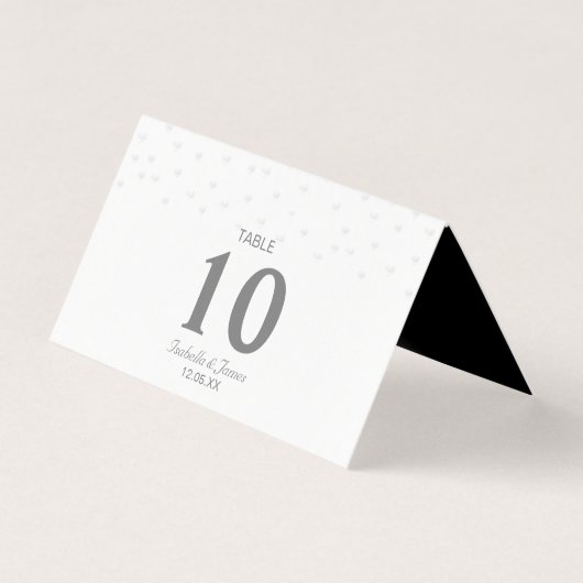 Chic Parelconfetti op Zwarte & Witte Bruiloft Kaart (Voorkant)