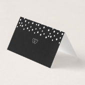 Chic Parelconfetti op Zwarte & Witte Bruiloft Kaart (Achterkant)