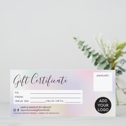 Chic parelholographic gift logo (Staand voorkant)