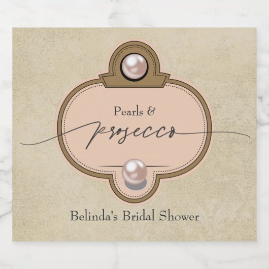  Chic Parels en Prosecco Vrijgezellenfeest Sparkling Wijnetiket (Enkel label)