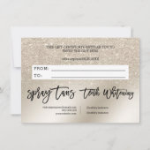 Chic pareltje glitter script spray gift certificat (Achterkant)