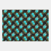 Chic Paris Aqua Blue, Black en Gold Inpakpapier Vel (Voorkant)