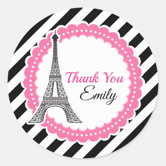 Chic Paris Birthday Baby shower Ronde Sticker (Voorkant)