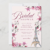 Chic Paris Cherry Blossom Roze Vrijgezellenfeest Kaart (Voorkant)