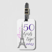 Chic Paris Eiffel Tower 50th Birthday Girls Trip Bagagelabel (Voorkant (verticaal))