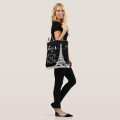 Chic Paris Eiffel Tower Black - wit monogram Tote Bag (Op model)