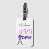 Chic Paris Eiffel Tower Girls Trip 50th Birthday Bagagelabel (Voorkant (verticaal))