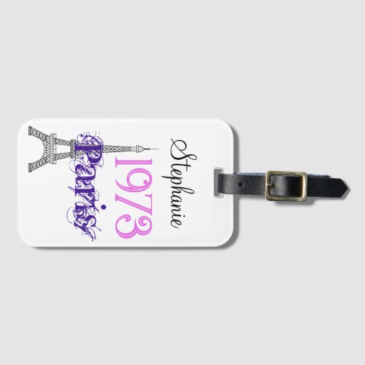 Chic Paris Eiffel Tower Girls Trip 50th Birthday Bagagelabel (Voorkant (horizontaal))