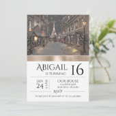 Chic Paris Eiffel Tower Gold Trendy Birthday Kaart (Staand voorkant)