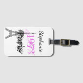 Chic Paris Eiffel Tower Pink Black 50th Birthday Bagagelabel (Voorkant (horizontaal))